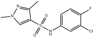 N-(3-chloro-4-fluorophenyl)-1,3-dimethylpyrazole-4-sulfonamide Struktur