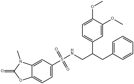 N-[2-(3,4-dimethoxyphenyl)-3-phenylpropyl]-3-methyl-2-oxo-1,3-benzoxazole-5-sulfonamide Struktur