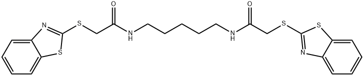 2-(1,3-benzothiazol-2-ylsulfanyl)-N-[5-[[2-(1,3-benzothiazol-2-ylsulfanyl)acetyl]amino]pentyl]acetamide Struktur