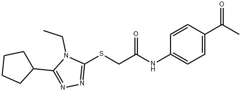 N-(4-acetylphenyl)-2-[(5-cyclopentyl-4-ethyl-1,2,4-triazol-3-yl)sulfanyl]acetamide Struktur