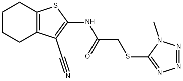 N-(3-cyano-4,5,6,7-tetrahydro-1-benzothiophen-2-yl)-2-(1-methyltetrazol-5-yl)sulfanylacetamide Struktur