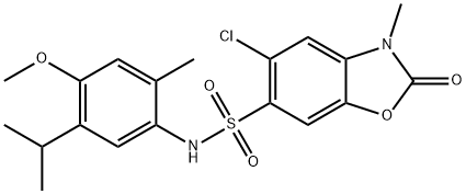 5-chloro-N-(4-methoxy-2-methyl-5-propan-2-ylphenyl)-3-methyl-2-oxo-1,3-benzoxazole-6-sulfonamide Struktur