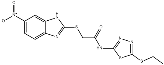 N-(5-ethylsulfanyl-1,3,4-thiadiazol-2-yl)-2-[(6-nitro-1H-benzimidazol-2-yl)sulfanyl]acetamide Struktur