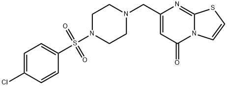 7-[[4-(4-chlorophenyl)sulfonylpiperazin-1-yl]methyl]-[1,3]thiazolo[3,2-a]pyrimidin-5-one Struktur