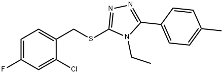 3-[(2-chloro-4-fluorophenyl)methylsulfanyl]-4-ethyl-5-(4-methylphenyl)-1,2,4-triazole Struktur