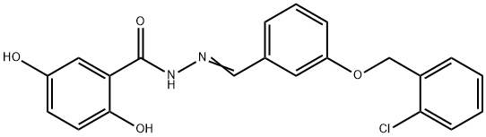 N-[(E)-[3-[(2-chlorophenyl)methoxy]phenyl]methylideneamino]-2,5-dihydroxybenzamide Struktur