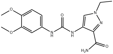 4-[(3,4-dimethoxyphenyl)carbamoylamino]-1-ethylpyrazole-3-carboxamide Struktur