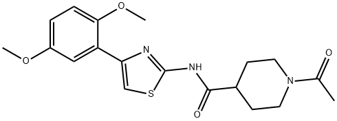 1-acetyl-N-[4-(2,5-dimethoxyphenyl)-1,3-thiazol-2-yl]piperidine-4-carboxamide Struktur