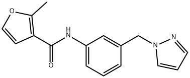 2-methyl-N-[3-(pyrazol-1-ylmethyl)phenyl]furan-3-carboxamide Struktur