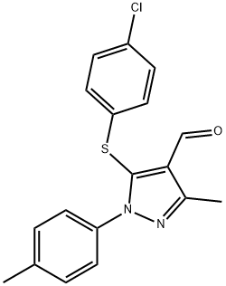 5-(4-chlorophenyl)sulfanyl-3-methyl-1-(4-methylphenyl)pyrazole-4-carbaldehyde Struktur