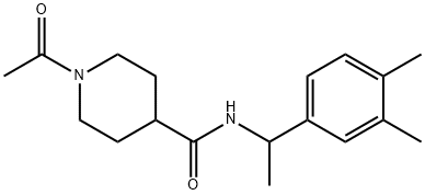 1-acetyl-N-[1-(3,4-dimethylphenyl)ethyl]piperidine-4-carboxamide Struktur