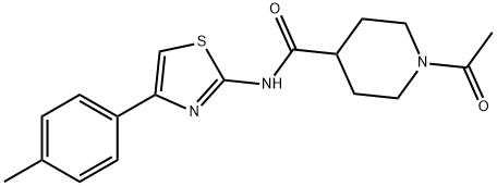 1-acetyl-N-[4-(4-methylphenyl)-1,3-thiazol-2-yl]piperidine-4-carboxamide Struktur