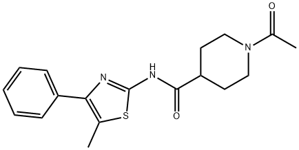 1-acetyl-N-(5-methyl-4-phenyl-1,3-thiazol-2-yl)piperidine-4-carboxamide Struktur