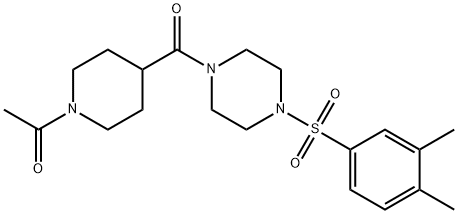 1-[4-[4-(3,4-dimethylphenyl)sulfonylpiperazine-1-carbonyl]piperidin-1-yl]ethanone Struktur