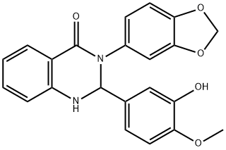 3-(1,3-benzodioxol-5-yl)-2-(3-hydroxy-4-methoxyphenyl)-1,2-dihydroquinazolin-4-one Struktur