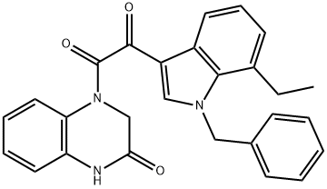 1-(1-benzyl-7-ethylindol-3-yl)-2-(3-oxo-2,4-dihydroquinoxalin-1-yl)ethane-1,2-dione Struktur