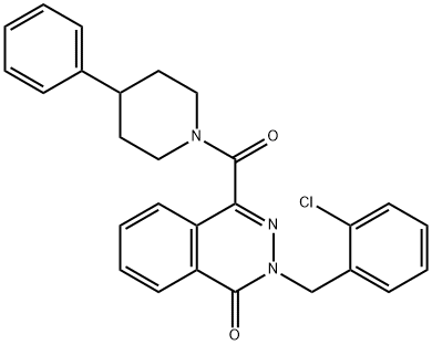 2-[(2-chlorophenyl)methyl]-4-(4-phenylpiperidine-1-carbonyl)phthalazin-1-one Struktur