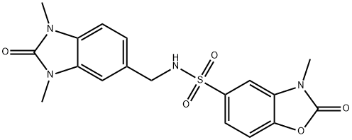 N-[(1,3-dimethyl-2-oxobenzimidazol-5-yl)methyl]-3-methyl-2-oxo-1,3-benzoxazole-5-sulfonamide Struktur