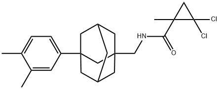 2,2-dichloro-N-[[3-(3,4-dimethylphenyl)-1-adamantyl]methyl]-1-methylcyclopropane-1-carboxamide Struktur