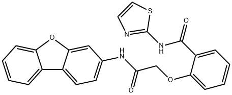 2-[2-(dibenzofuran-3-ylamino)-2-oxoethoxy]-N-(1,3-thiazol-2-yl)benzamide Struktur