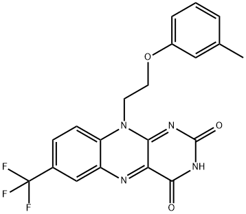 10-[2-(3-methylphenoxy)ethyl]-7-(trifluoromethyl)benzo[g]pteridine-2,4-dione Struktur