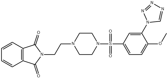 2-[2-[4-[4-methoxy-3-(tetrazol-1-yl)phenyl]sulfonylpiperazin-1-yl]ethyl]isoindole-1,3-dione Struktur