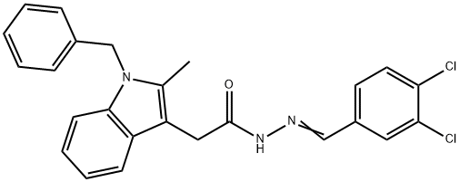 2-(1-benzyl-2-methylindol-3-yl)-N-[(E)-(3,4-dichlorophenyl)methylideneamino]acetamide Struktur