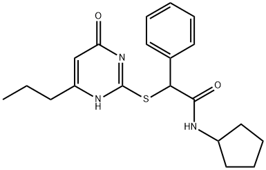 N-cyclopentyl-2-[(4-oxo-6-propyl-1H-pyrimidin-2-yl)sulfanyl]-2-phenylacetamide Struktur