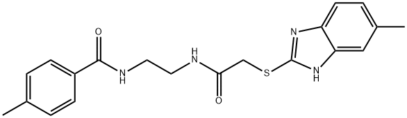 4-methyl-N-[2-[[2-[(6-methyl-1H-benzimidazol-2-yl)sulfanyl]acetyl]amino]ethyl]benzamide Struktur