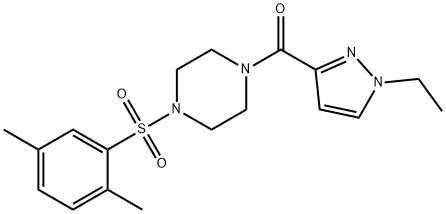 [4-(2,5-dimethylphenyl)sulfonylpiperazin-1-yl]-(1-ethylpyrazol-3-yl)methanone Struktur