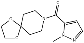 1,4-dioxa-8-azaspiro[4.5]decan-8-yl-(2-methylpyrazol-3-yl)methanone Struktur