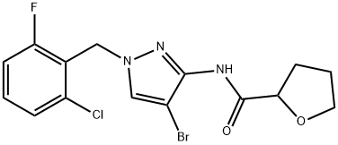 N-[4-bromo-1-[(2-chloro-6-fluorophenyl)methyl]pyrazol-3-yl]oxolane-2-carboxamide Struktur