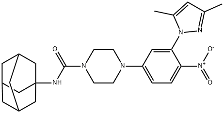 N-(1-adamantyl)-4-[3-(3,5-dimethylpyrazol-1-yl)-4-nitrophenyl]piperazine-1-carboxamide Struktur