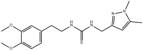 1-[2-(3,4-dimethoxyphenyl)ethyl]-3-[(1,5-dimethylpyrazol-3-yl)methyl]thiourea Struktur