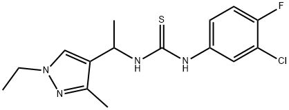 1-(3-chloro-4-fluorophenyl)-3-[1-(1-ethyl-3-methylpyrazol-4-yl)ethyl]thiourea Struktur