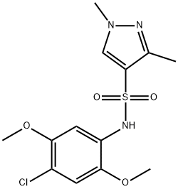 N-(4-chloro-2,5-dimethoxyphenyl)-1,3-dimethylpyrazole-4-sulfonamide Struktur