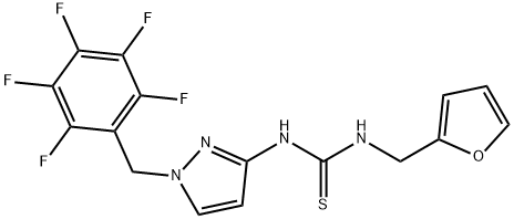 1-(furan-2-ylmethyl)-3-[1-[(2,3,4,5,6-pentafluorophenyl)methyl]pyrazol-3-yl]thiourea Struktur