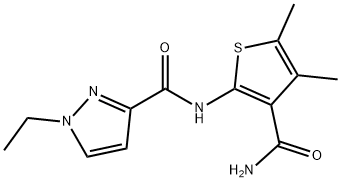 N-(3-carbamoyl-4,5-dimethylthiophen-2-yl)-1-ethylpyrazole-3-carboxamide Struktur