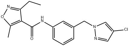 N-[3-[(4-chloropyrazol-1-yl)methyl]phenyl]-3-ethyl-5-methyl-1,2-oxazole-4-carboxamide Struktur