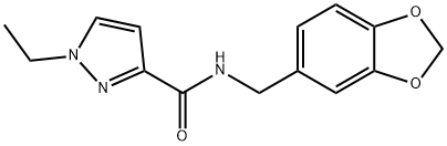 N-(1,3-benzodioxol-5-ylmethyl)-1-ethylpyrazole-3-carboxamide Struktur