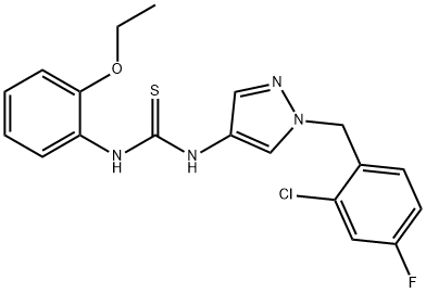 1-[1-[(2-chloro-4-fluorophenyl)methyl]pyrazol-4-yl]-3-(2-ethoxyphenyl)thiourea Struktur