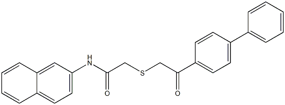 N-naphthalen-2-yl-2-[2-oxo-2-(4-phenylphenyl)ethyl]sulfanylacetamide Struktur