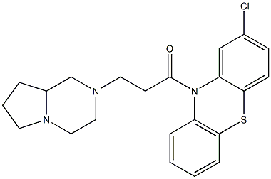 3-(3,4,6,7,8,8a-hexahydro-1H-pyrrolo[1,2-a]pyrazin-2-yl)-1-(2-chlorophenothiazin-10-yl)propan-1-one Struktur