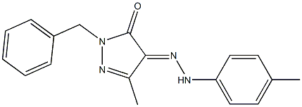 (4E)-2-benzyl-5-methyl-4-[(4-methylphenyl)hydrazinylidene]pyrazol-3-one Struktur