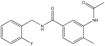 3-acetamido-N-[(2-fluorophenyl)methyl]-4-methylbenzamide Struktur