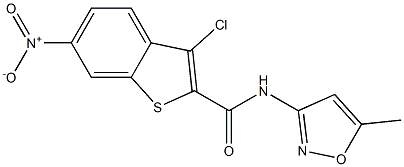 3-chloro-N-(5-methyl-1,2-oxazol-3-yl)-6-nitro-1-benzothiophene-2-carboxamide Struktur