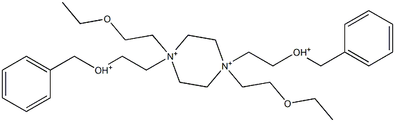 1,4-bis(2-ethoxyethyl)-1,4-bis(2-phenylmethoxyethyl)piperazine-1,4-diium Struktur