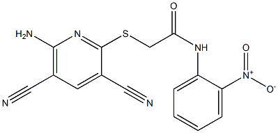 2-(6-amino-3,5-dicyanopyridin-2-yl)sulfanyl-N-(2-nitrophenyl)acetamide Struktur