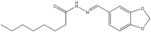 N-[(E)-1,3-benzodioxol-5-ylmethylideneamino]octanamide Struktur