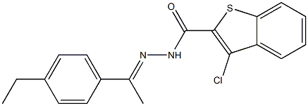 3-chloro-N-[(E)-1-(4-ethylphenyl)ethylideneamino]-1-benzothiophene-2-carboxamide Struktur